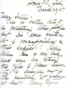Letter from former classmate Marion N. Cooper to Sarah (Sallie) M. Field, Abbot Academy, class of 1904