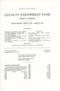 Loyalty Endowment Fund ninth report of Sarah (Sallie) M. Field, Abbot Academy, class of 1904