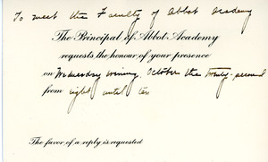 Invitation sent to Sarah (Sallie) M. Field, Abbot Academy, class of 1904