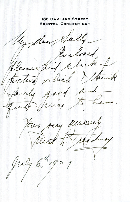 Letter from former classmate Ruth H. Treadway to Sarah (Sallie) M. Field, Abbot Academy, class of 1904
