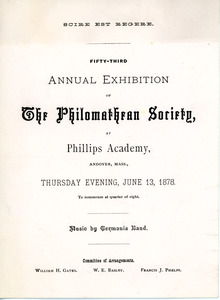 Philomatheon Society program, Sarah (Sallie) M. Field, Abbot Academy, class of 1904