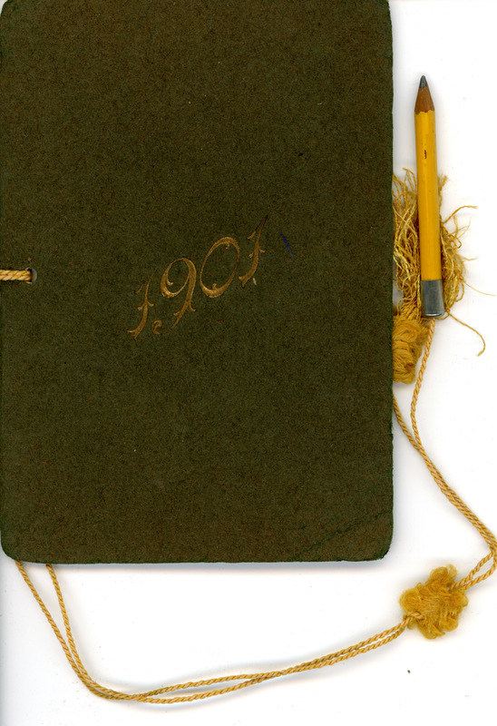 Dance card for senior reception 1900, Sarah (Sallie) M. Field, Abbot Academy, class of 1904