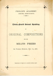 Phillips Academy thirty-fourth annual speakings and Means prizes, Sarah (Sallie) M. Field, Abbot Academy, class of 1904