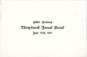 Abbot Academy thirty-fouth annual recital, Sarah (Sallie) M. Field, Abbot Academy, class of 1904