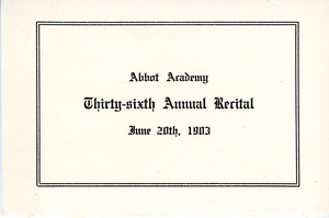Abbot Academy thirty-sixth annual recital, Sarah (Sallie) M. Field, Abbot Academy, class of 1904