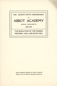 Seventy-fifth anniversary of Abbot Academy program, Sarah (Sallie) M. Field, Abbot Academy, class of 1904
