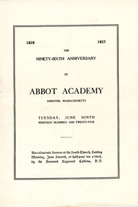 Ninety-sixth anniversary of Abbot Academy program, Sarah (Sallie) M. Field, Abbot Academy, class of 1904