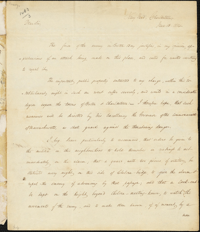 William Bainbridge to John Brooks, June 13, 1814
