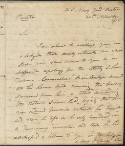 Isaac Hull to Benjamin Crowninshield, November 20, 1815