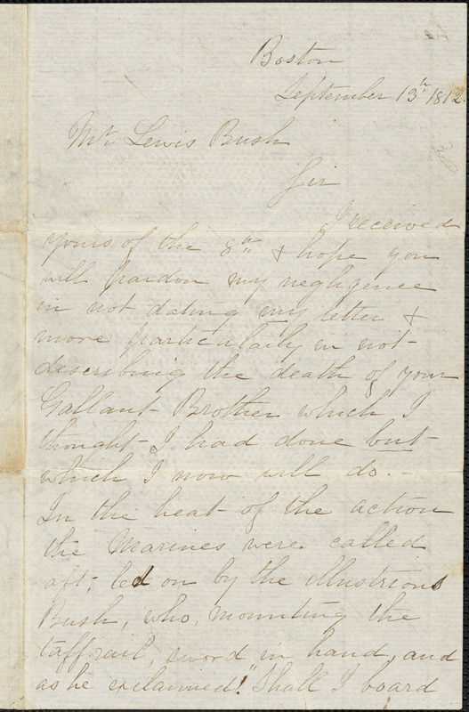 John Contee to Lewis Bush, September 13, 1812