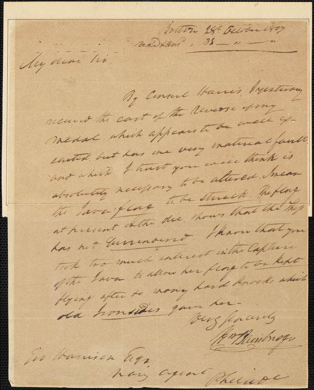 William Bainbridge to George Harrison, October 28, 1817