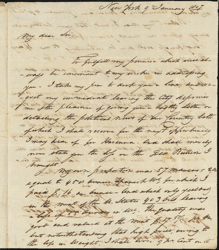 William Bainbridge to George Cross, January 9, 1807