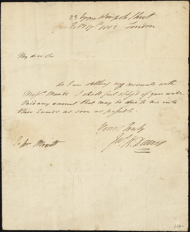 James Dacres to Jon Minott, February 17, 1813