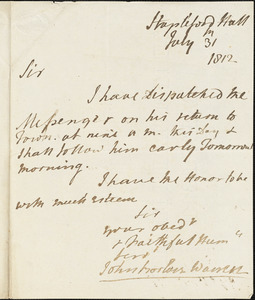 Sir John Borlase Warren to John Wilson Croker, July 31, 1812