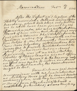 Sir John Borlase Warren to John Wilson Croker, February 6, 1815