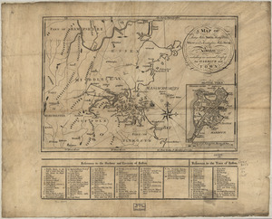 A Map of forty miles north, thirty miles west, and twentyfive miles south of Boston
