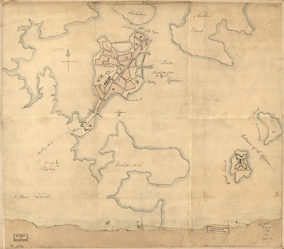 [Rough draught of Boston and harbour]