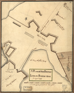 A Plan oe [i.e. of] the British lines on Boston Neck in August 1775
