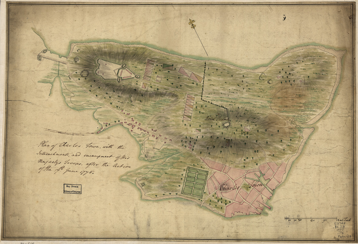 Plan of Charles Town, with the intrenchments, and encampment of His Majesty's troops, after the action of the 17th. June 1775