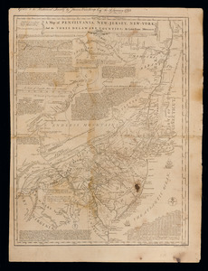 A map of Pensilvania, New-Jersey, New-York, and the three Delaware counties