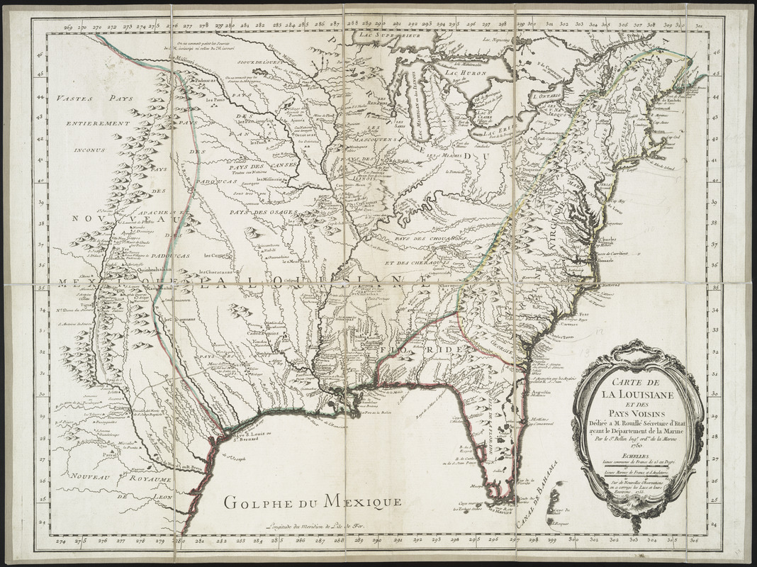 Carte de la Louisiane et des pays voisins