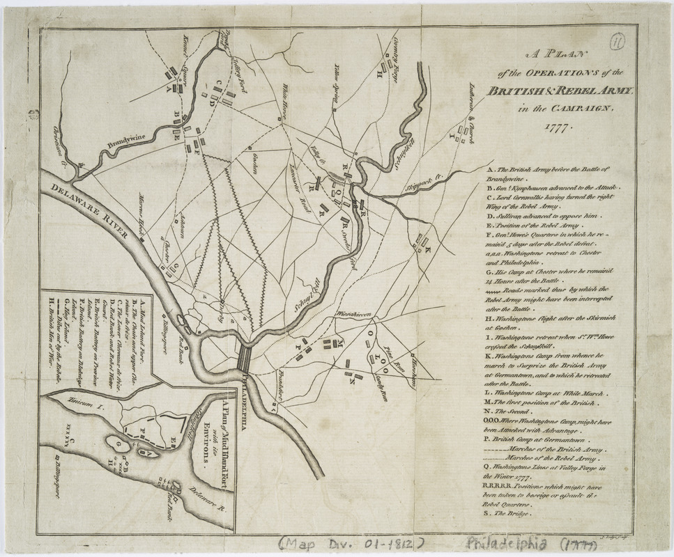 A plan of the operations of the British & Rebel army in the Campaign, 1777