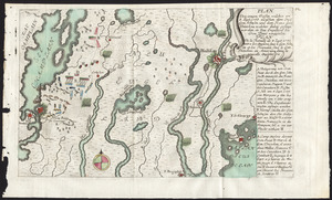 Plan des jenigen treffen welches am 8. Sept 1755. zwischen dem Engl. Gen. Johnson, und dem Franz. Gen. Diesckau welcher dabey gefange worden, in New Engelland bey Cron Point vorgefallen =