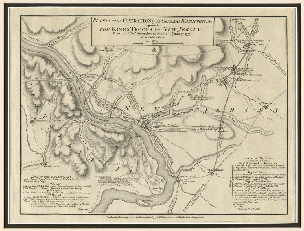 Plan of the operations of General Washington, against the Kings troops in New Jersey