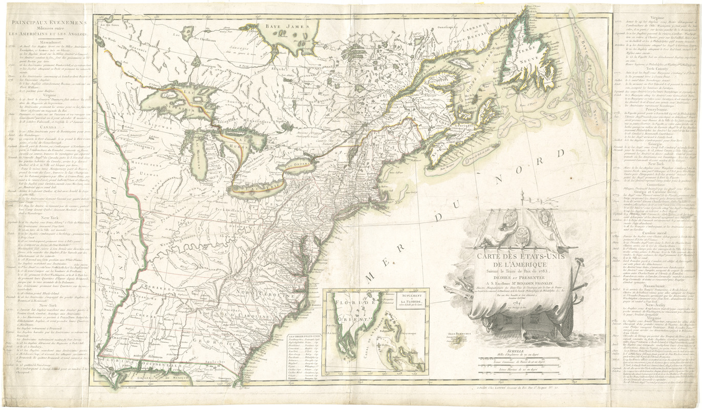 Carte des Etats-Unis de l'Amerique suivant le Traité de Paix de 1783