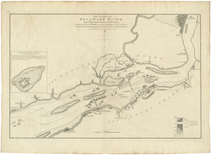 The course of Delaware River from Philadelphia to Chester, exhibiting the several works erected by the rebels to defend its passage, with the attacks made upon them by His Majesty's land & sea forces