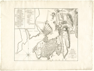 Plan de la position de l'armée française au tour de Newport dans Rhode Island et du mouillage de l'escadre dans la rade de cette ville