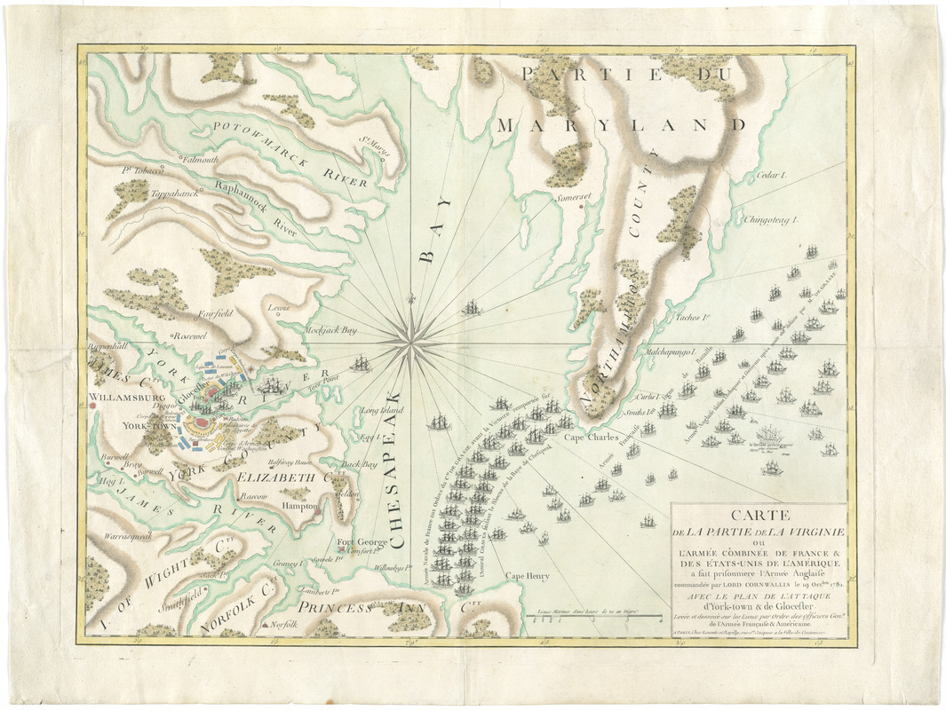 Carte de la partie de la Virginie ou l'armée combinée de France & des États-Unis de l'Amérique a fait prisonnière l'armée anglaise commandée par Lord Cornwallis le 19 octobre, 1781