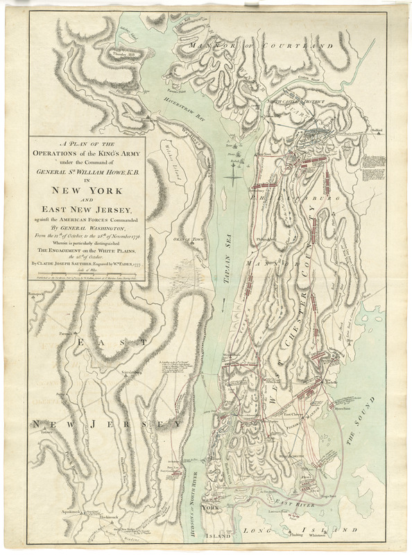 A plan of the operations of the King's army under the command of General Sr. William Howe, K.B. in New York and east New Jersey against the American forces commanded by General Washington, from the 12th. of October, to the 28th. of November 1776, wherein is particularly distinguished the engagement on the White Plains, the 28th. of October