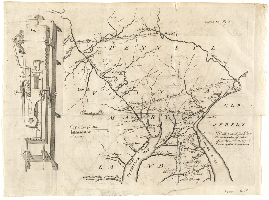 [A map of part of Pennsylvania & Maryland intended to shew, at one view, the several places proposed for opening a communication between the waters of the Delaware & Chesopeak Bays]