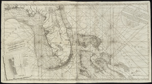 A new and correct chart of the coast of East Florida, and part of West Florida and Gulf of Mexico, Gulf of Florida or Cannel of Bahama, Bahama Islands or Lucayos, Bahama Banks and Martyrs, with the soundings, roks, banks, currents, shoals & nautical remarks, composed from a great number of new actual surveys and other original materials, regulated and corrected by astronomical observations