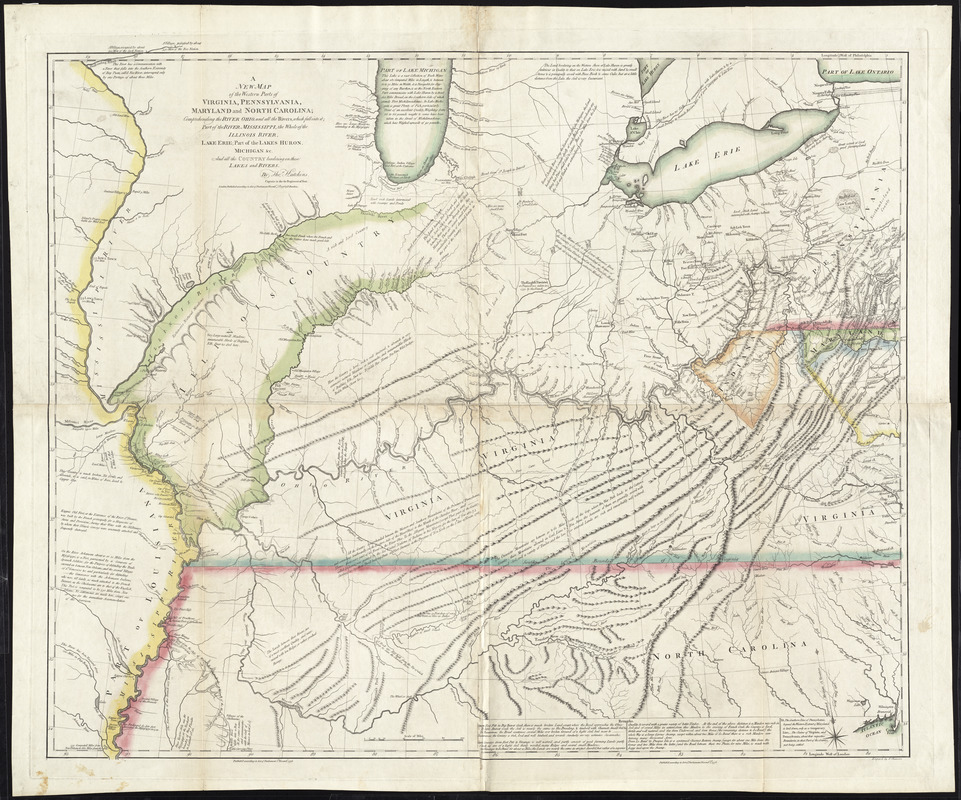 Western part of VA PA MD and NC c1778 map 30x24 
