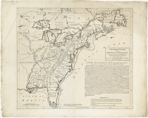 Theodolite's pattern, shewing the provinces in North America which were in the respective possessions of England, France & Spain, before the war began