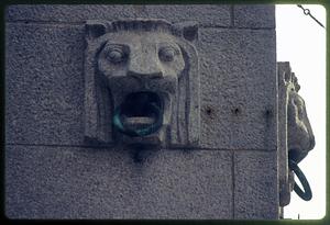 Boston circa 1995: Lion detail of a building on Washington St.