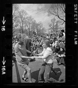 Dancing on the Common in front of State House, downtown Boston