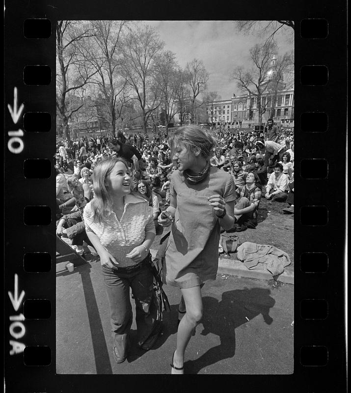 Dancing on Common in front of State House, downtown Boston