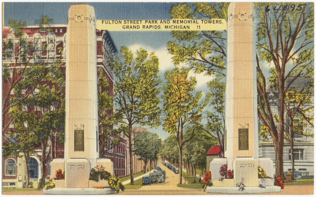 Fulton Street Park and Memorial Towers, Grand Rapids, Michigan