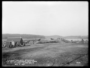 Distribution Department, Low Service Spot Pond Reservoir, filling on Great Island, Section 5, from the south, Stoneham, Mass., Nov. 9, 1899