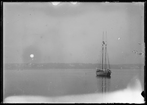 Boat - schooner? Sailboat on pond - 2 masts