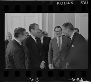 Gov. John Volpe, presidential candidate Richard Nixon, Attorney General Elliot Richardson, and Lt. Gov. Francis Sargent at the Massachusetts State House