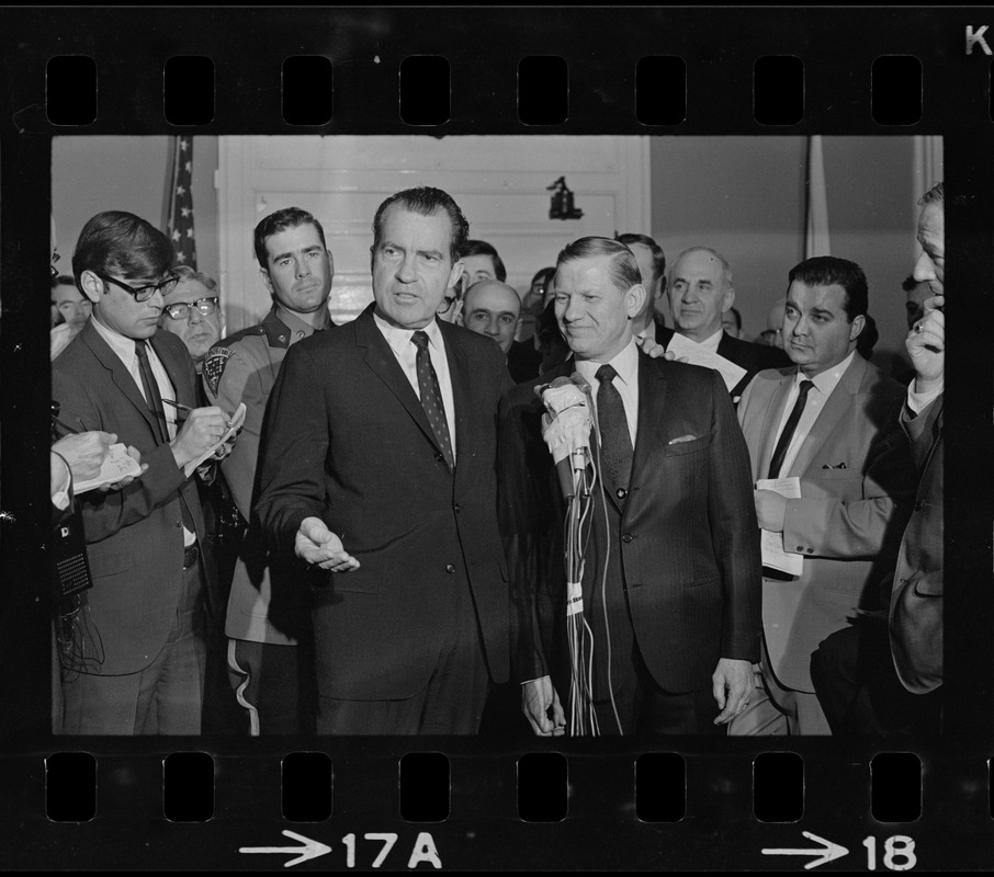 Gov. John Volpe and presidential candidate Richard Nixon at the Massachusetts State House