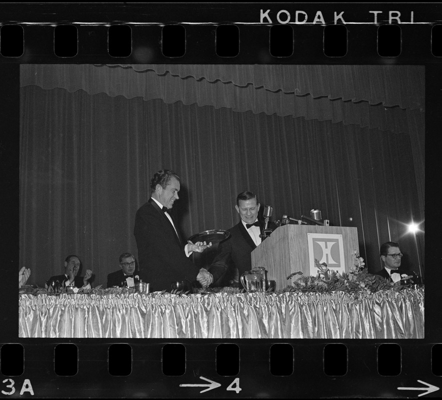 Gov. John Volpe and presidential candidate Richard Nixon at the Middlesex Club Lincoln Day Dinner