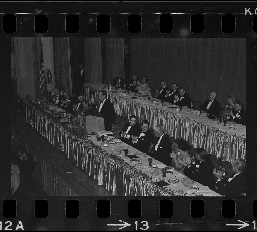 Presidential candidate Richard Nixon speaking at the Middlesex Club Lincoln Day Dinner