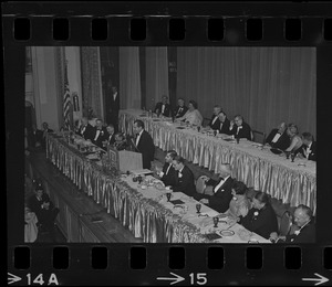 Presidential candidate Richard Nixon speaking at the Middlesex Club Lincoln Day Dinner