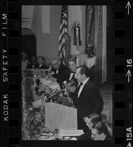 Presidential candidate Richard Nixon speaking at the Middlesex Club Lincoln Day Dinner