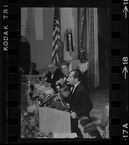 Presidential candidate Richard Nixon speaking at the Middlesex Club Lincoln Day Dinner